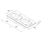 Vasque sur mesure de 1501 jusqu´à 1800 avec deux vasques (46cm), sans siphon ni bonde de vidage clic-clac, avec ou sans usinage SOLID SURFACE BLANC MAT 1501 - 1800 x 12 x 460 mm