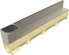 Caniveau en béton polymère avec couverture à fente + élément de visite en acier inoxydable 304L haut. 105mm - ACO SELF 100 - long. 1m x larg. 100mm x haut. 145mm - classe A15