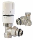 Kit équerre nickelé 1/2' : robinet thermostatique + coude de réglage
