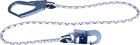 Longe en corde tressée ø 10,5 mm, longueur 1,5 m, 2 boucles cossées, 1 connecteur am010 et 1 connecteur am022 blanc / bleu