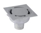 siphon de sol inox sort.Vert GE15mm 100x100 ø40 mm trous oblongs microbillé 3 Kn