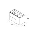 Meuble de salle de bain UNIIQ 1200 droite 1 porte et 2 tiroirs et fermeture armortie TERRACOTA 1194 x 540 x 450 mm