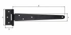Penture anglaise noire 350/40x90x2,5