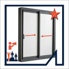 Menuiserie aluminium à rupture de pont thermique, thermolaquée, fabrication française sur mesure - Coulissant 2 vantaux 2 rails pose en applique. Avec ou sans passage VR. Avec ou sans VR monobloc ou 1/2 linteau intégré.