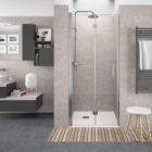 Paroi de douche - ODENSE avec 1F et une porte pliant Paillettes Transparentes 970
