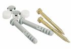 Lot de 2 fixations pour cuvette de WC 8x60mm avec caches pour une finition esthétique banc ou chromé