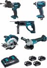 Ensemble de 5 machines 18 V Li-Ion 5 Ah  (DHP458 + DTD152 + DGA504 + DHR202 + DSS610)