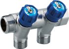collecteur robinetterie intégrée bleue MF20x27 - 2 départs mâle 15x21