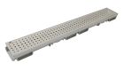 Caniveau bas en PVC avec grille perforée inox - long. 1m x larg. 130mm - classe A15