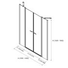 Paroi - VITTE segment de porte + segment de porte transparent avec profil noir 1300-1400x1500-1950 mm