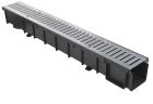 Caniveau polypropylène + grille métal - CSAGSZ13999PPN - long. 1m x larg. 130mm x haut. 110mm - classe A15