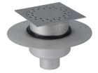 siphon de sol inox sort.Vert téléscopique GE50mm 250x250 ø100 mm trous ronds 3 Kn