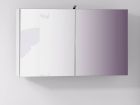 Armoire de Toilette TRENDY - L70 x P18 x H55cm - côté mélaminé blanc - 2 portes miroir - 1 étagère verre trempé