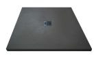 Receveur de douche résine imitation pierre - DESIGN SOLID SURFACE gris ardoise carré - long. 90cm x larg. 90cm