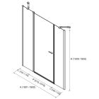 Paroi - VITTE segment avec porte + fixe en ligne transparent avec profil noir 1801-1900x1500-1950 mm