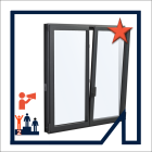 Menuiserie aluminium à rupture de pont thermique, thermolaquée, fabrication française sur mesure - Frappe 2 vantaux à la française ou oscillo battant, pour pose en applique. Avec ou sans passage VR. Avec ou sans VR monobloc ou 1/2 linteau intégré.