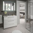 Meuble FUSSION CHROME 1000 3 tiroirs  BLANC BRILLANT 997 x 868 x 450 mm
