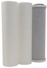 104205 - Kit 3 cartouches pour Osmoseur : 2 cartouches de filtration (20µ et 5µ), pour filtrer les impuretés de l'eau de la maison et 1 cartouche de charbon actif pour éliminer goût et odeurs de l'eau - Pour bol 10' - 6 mois