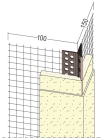 Cornière PVC pré-entoilée avec repère d'enduit - long. 2,50m x trame 100mm x 100mm x ep. 10mm