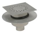 siphon de sol inox sort.Vert téléscopique GE50mm 300x300 ø100 mm trous oblongs 15 Kn
