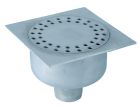 siphon de sol inox sort.Vert GE50mm 200x200 ø63 mm trous ronds microbillé 3 Kn