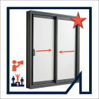 Menuiserie aluminium à rupture de pont thermique, thermolaquée, fabrication française sur mesure - Coulissant 2 vantaux 2 rails pose en applique. Avec ou sans passage VR. Avec ou sans VR monobloc ou 1/2 linteau intégré.