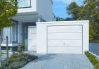 Porte de garage basculante et debordante acier EUROPRO MOTIF 845 flan horizontaux lisse larg. 2,375 m x haut. 2 m blanc RAL 9016
