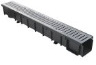 Caniveau polypropylene + grille metal CSAGSZ13999PPN - long. 1m x larg. 130mm x haut. 110mm - classe A15