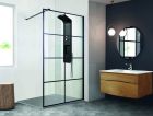 Paroi de douche fixe CLUB80 verre transparent serigraphie noir - larg. 0,8m x haut. 2m x ep. 8mm