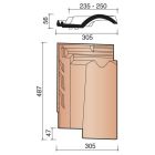 Tuile sous-faitage terre cuite Kanal 10 Rouge - long. 48,7 cm x larg. 30,5 cm