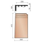 Tuile a rabat gauche terre cuite Actua Noir titane - long. 47,2 cm x larg. 25,3 cm