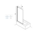 Paroi de douche HEAVEN BATH walk-in pour baignoire Paillettes Transparentes 0,8 x haut. 1,4 m