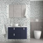 Meuble suspendu UNIIQ 1200 NIGHT BLUE droite 1 porte et 2 tiroirs et fermeture