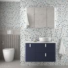 Meuble suspendu UNIIQ 1200 NIGHT BLUE gauche 1 porte et 2 tiroirs et fermeture