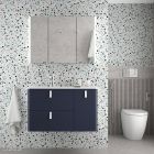 Meuble suspendu UNIIQ 900 NIGHT BLUE droite 1 porte et 2 tiroirs et fermeture a