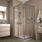 Paroi de douche CLEAR d'angle rectangulaire 2P et 2F Transparentes jusqu´a 0,90 m - jusqu´a 1,2 m x haut. 1,95 m