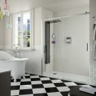 Paroi de douche HELSINKI 1P et 1F Paillettes Transparentes 10,8 - 2000 x haut. 1,95 m