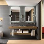 Plan de toilette COMPAKT 46 de 1401 a 1600 mm. avec deux vasques integrees CHENE