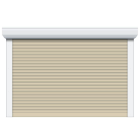 Porte de garage enroulable a coffre pan coupe en aluminium Vincennes Ivoire Clair (RAL 1015) - larg. 2,5m x haut. 2,15m