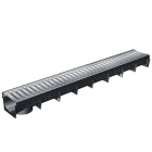 Caniveau de drainage en plastique recycle avec grille MEAPARK - long. 1m x larg. 132mm x haut. 90mm - classe A15