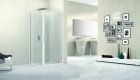 Paroi de douche LUNES G porte pivotante verre Transparent profile blanc / chrome - larg. 0,96-1,02m x haut. 1,90m