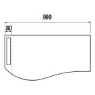 Plan de toilette MAM 990 droite avec porte-serviette pour plan vasque à poser avec porte-serviette MARBRE BLANC 990 x 12 x 510 mm