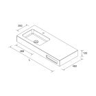 Vasque sur mesure NAILA 1501/1800 avec jupe, de 1501 à 1800, 1 vasque, avec ou sans perçage SOLID SURFACE BLANC MAT 1501 - 1800 x 120 x 460 mm