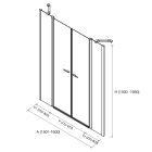 Paroi - VITTE segment de porte + segment de porte transparent avec profil noir 1501-1600x1500-1950 mm