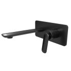 Façade mitigeur lavabo encastré avec plaque bec de 185 mm CHROMÉ NOIR BROSSÉ