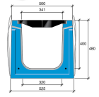 Caniveau beton a grilles fonte de Type I HRI 400 - long. 2,25m x larg. 341mm x haut. 400mm - classe D400