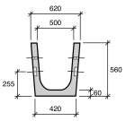 Caniveau beton de fosse 821 - long. 0,75m x larg. 500mm x haut. 500mm