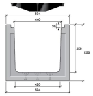 Caniveau feuillure beton - long. 3m x larg. 440mm x haut. 450mm - long. 3m x larg. 440mm x haut. 450mm - classe C250 maxi