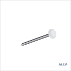 Pointes tete plate plastique annele blanc - long. 50 mm x diam. 10 mm - Boite de 100