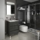 Meuble FUSSION LINE 600 3 tiroirs GRIS BRILLANT 598 x 868 x 450 mm